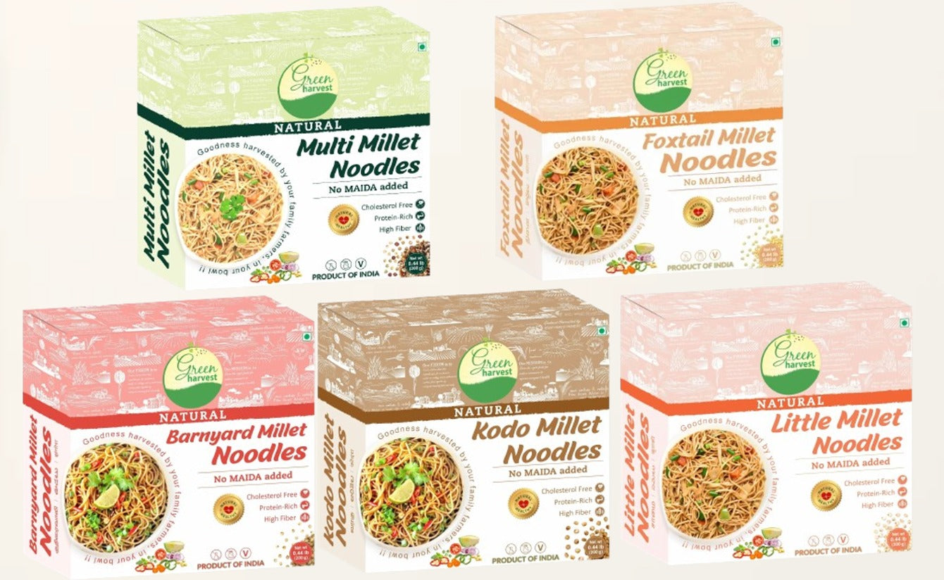 VALUE SAVER (8 Noodles) - Kodo, Foxtail, Barnyard, Little, Pearl, Ragi, Sorghum,and MultiMilet with Masala Packs included