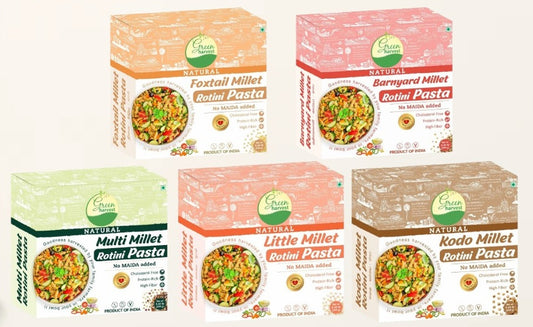 MEGA SAVER (5 Millet Pasta) Kodo, Foxtail, Barnyard, Little, MultiMillet with Masala Pack included - 5 packs